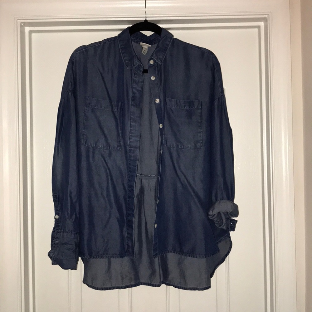 Jean chambray button down shirt